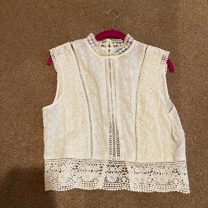 White lace top brand new with tags back button closure size medium